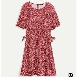 NWT Reitmans 3/4 Raglan Sleeve Elastic Waist Printed Dress red and white floral